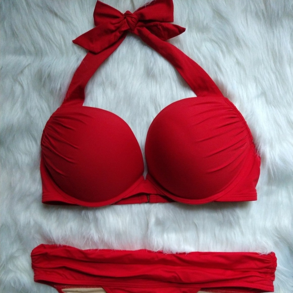 Victoria's Secret Bombshell Bikini~36C Top/Medium Bottom~S19 Ruby Red♥️True Red!